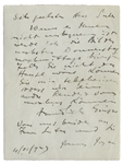 James Joyce Autograph Letter Signed in 1923 to the Sculptor August Suter -- Shortly After the Publication of ''Ulysses'' in 1922